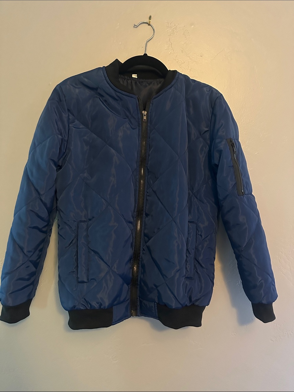 Men's Quilted Bomber Puffer Jacket - Navy